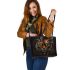 Darkness tiger and dream catcher leather tote bag