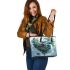 Deer and forest in the style of naturalistic bird portraits leather totee bag