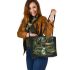 Deer and forest in the style of naturalistic bird portraits leather totee bag