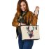 Deer head with antlers brush strokes leather totee bag