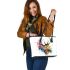 Deer head with antlers brush strokes leather totee bag