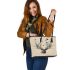 Deer head with birds leather totee bag