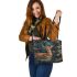 Deer in the jungle leather totee bag