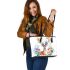 Deer with colorful flower horns leather totee bag