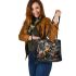 Dinosaurs with dream catcher leather tote bag