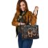 Dogs and cats smile with dream catcher leather tote bag