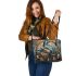 Dolpin smile with dream catcher leather tote bag