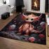 Dragon in red bubbles area rugs carpet