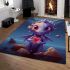 Dragon with heart balloon at night area rugs carpet