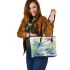 Dragonflies and bamboo flutes and musical notes Leather Tote Bag