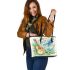 Dragonflies and guitar and music notes in spring Leather Tote Bag