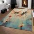 Dragonflies dancing among flowers area rugs carpet