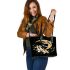 Dragonflies on the moon leather tote bag