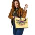 Dragonfly with swirls and filigree leather tote bag