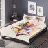 Drawing of an abstract flower design with colorful lines and shapes bedding set