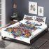 Drawing of an abstract symmetrical design bedding set