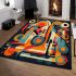 Dynamic abstract geometric composition in orange and blue area rugs carpet