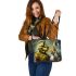 Eagle and yellow grinchy smile toothless like leather tote bag