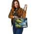 Eagle and yellow grinchy smile toothless like rabbit toothless leather tote bag