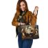 Eagle smile with dream catcher leather tote bag