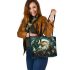 Eagle smile with dream catcher leather tote bag