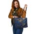 Earth map with dream catcher leather tote bag