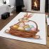 Easter bunny with a basket full of easter eggs area rugs carpet