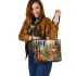 Elegant deer standing amidst autumn foliage leather totee bag
