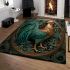 Elegant wooden rooster in decorative frame area rugs carpet