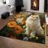 Enchanting cat in a flower garden area rugs carpet