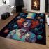 Enchanting woman with celestial area rugs carpet