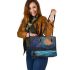 Fishing and dream catcher leather tote bag