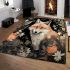Fox amidst blooming wildflowers area rugs carpet