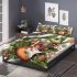 Frog and music notes and electric guitar with leaves bedding set