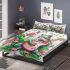 Frog and music notes and electric guitar with leaves bedding set