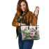frog and music notes and electric guitar with leaves Leather Tote Bag