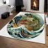 Frog eating ramen with traditional area rugs carpet