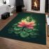 Frog jumping on a pink lotus flower area rugs carpet