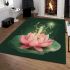 Frog on a lily pad jumping into a pink lotus flower cartoon area rugs carpet