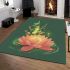 Frog on a lily pad jumping into a pink lotus flower cartoon area rugs carpet