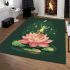 Frog on a lily pad jumping into a pink lotus flower cartoon area rugs carpet