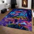 Frog on mushrooms vibrant colors area rugs carpet