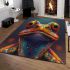 Frog portrait cartoon illustration with big eyes area rugs carpet