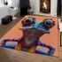 Frog portrait cartoon illustration with big eyes area rugs carpet