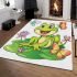 Frog sitting on a lily pad smiling with a butterfly and dragonfly area rugs carpet