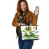 Frog sitting on a lily pad smiling with a butterfly and dragonfly leaather tote bag