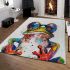 Frog wearing glasses abstract painting area rugs carpet