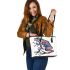 Frog with blue and red colors leaather tote bag