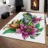 Frog with lily flower on its back area rugs carpet