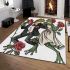 Frogs dressed in tuxedos and dresses dancing with roses area rugs carpet